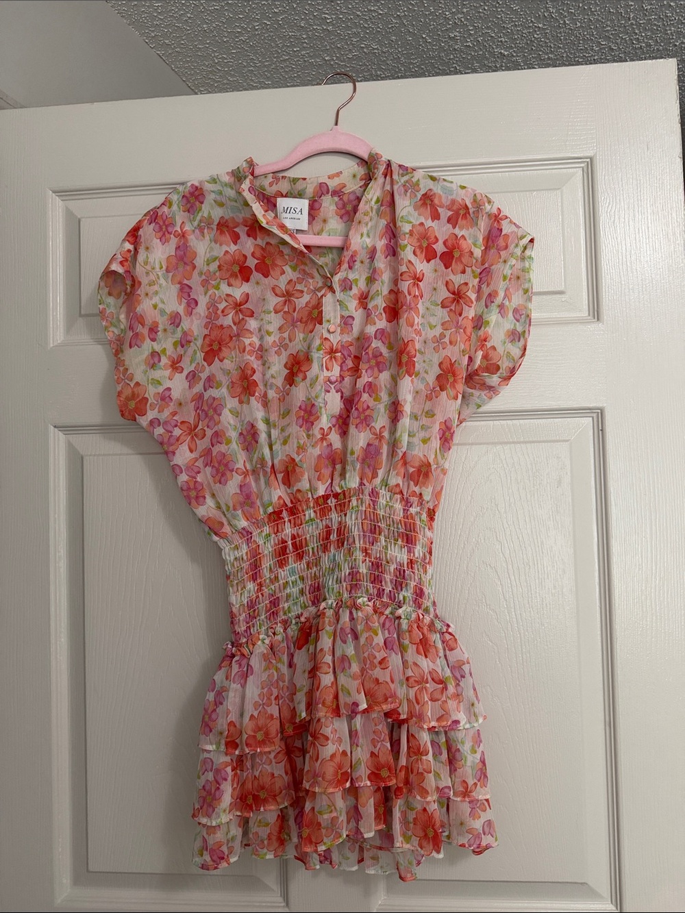 Misa Los Angeles Pink Floral Mini Dress